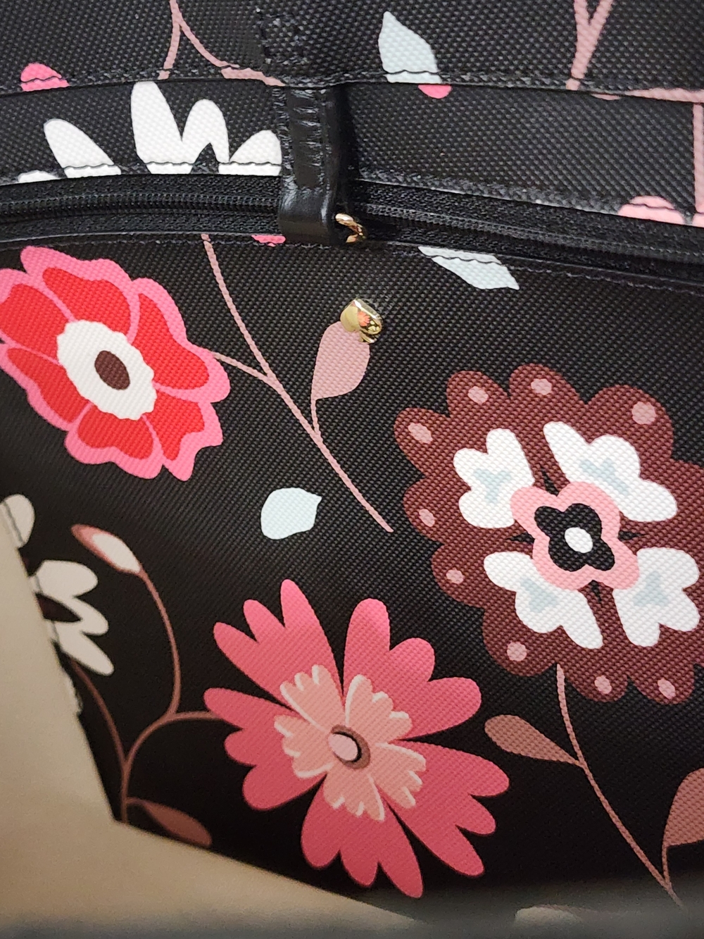 kate spade Harding Street Casa Flora Riley Black & Pink Tote Bag-17×12×5.5 - Picture 7 of 9